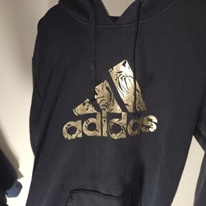 Adidas Black Hoodie with Gold Logo